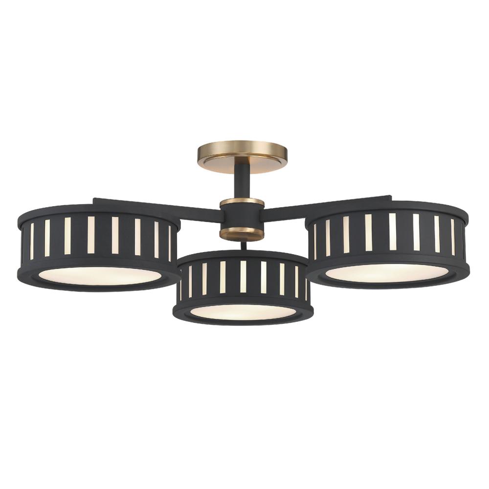 Kendal 6 Light Vibrant Gold + Black Forged Semi Flush Mount