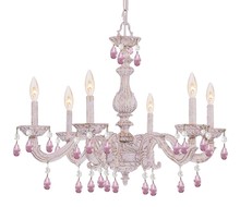 Crystorama 5036-AW-RO-MWP - Paris Market 6 Light Rose Crystal Antique White Chandelier