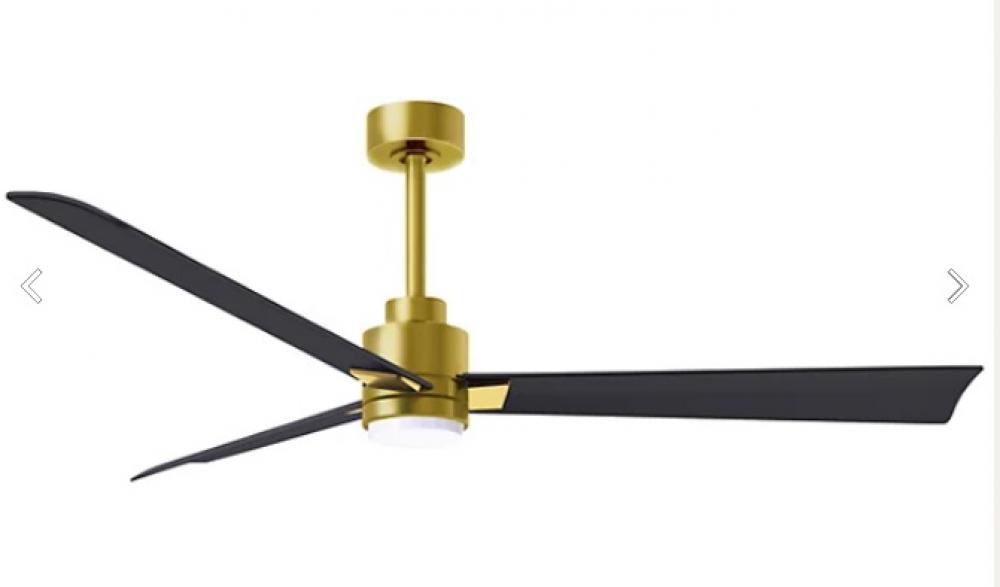 Alessandra 3-blade transitional ceiling fan in brushed brass finish with matte black blades. Optim