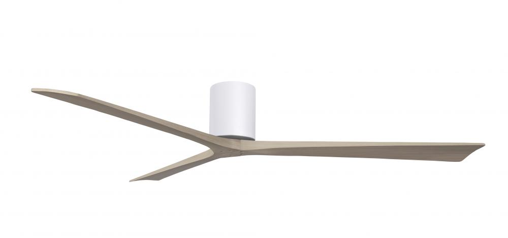 Irene-3H three-blade flush mount paddle fan in Matte White finish with 72” Gray Ash tone blades.