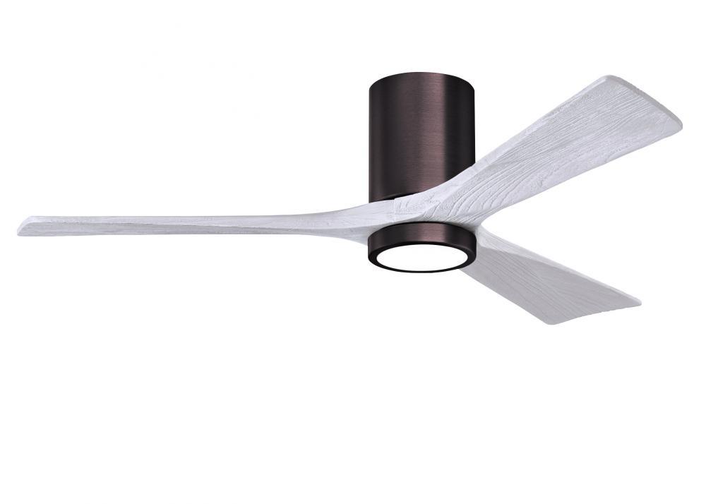 Irene-3HLK three-blade flush mount paddle fan in Brushed Bronze finish with 52” solid matte whit