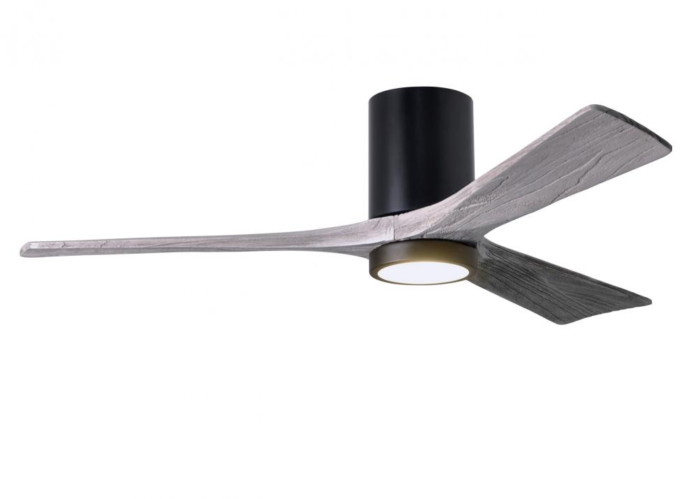 Irene-3HLK three-blade flush mount paddle fan in Matte Black finish with 52” solid barn wood ton
