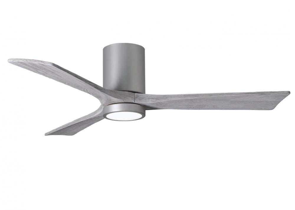 Irene-3HLK three-blade flush mount paddle fan in Brushed Nickel finish with 52” solid barn wood