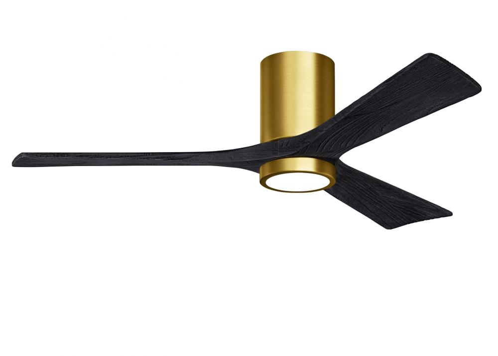 Irene-3HLK three-blade flush mount paddle fan in Brushed Brass finish with 52” solid matte black