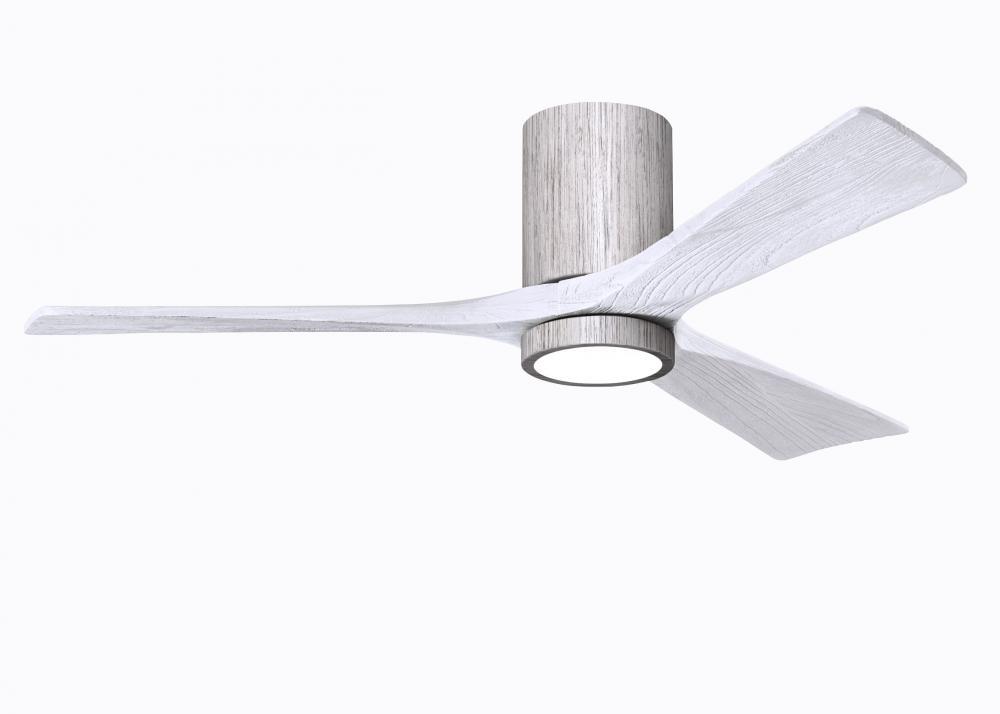 Irene-3HLK three-blade flush mount paddle fan in Barn Wood finish with 52” solid matte white woo