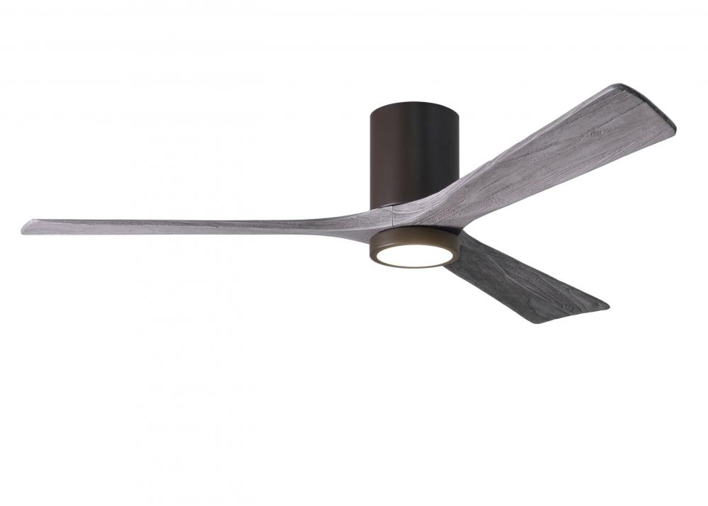 Irene-3HLK three-blade flush mount paddle fan in Textured Bronze finish with 60” solid barn wood