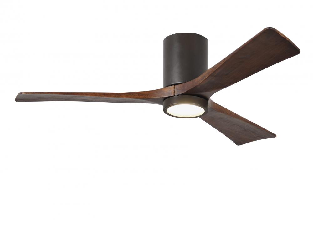 Irene-3HLK three-blade flush mount paddle fan in Textured Bronze finish with 52” solid walnut to