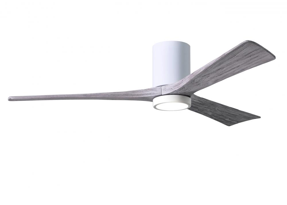 Irene-3HLK three-blade flush mount paddle fan in Gloss White finish with 60” solid barn wood ton