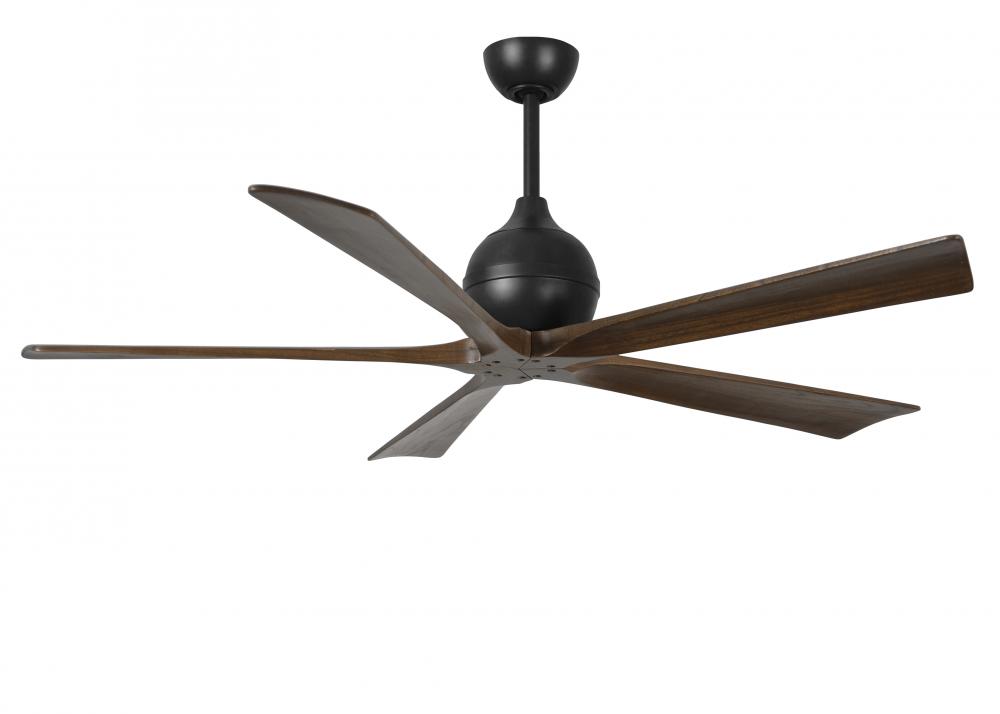Irene-5 five-blade paddle fan in Matte Black finish with 60" solid walnut tone blades.
