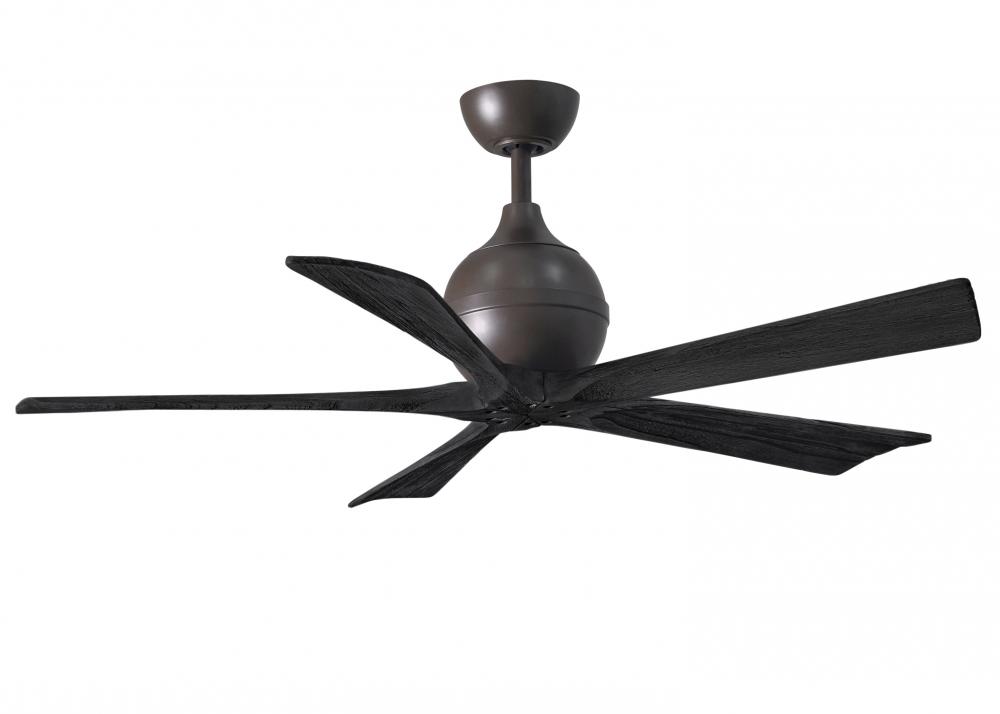 Irene-5 five-blade paddle fan in Textured Bronze finish with 52" solid matte black wood blades