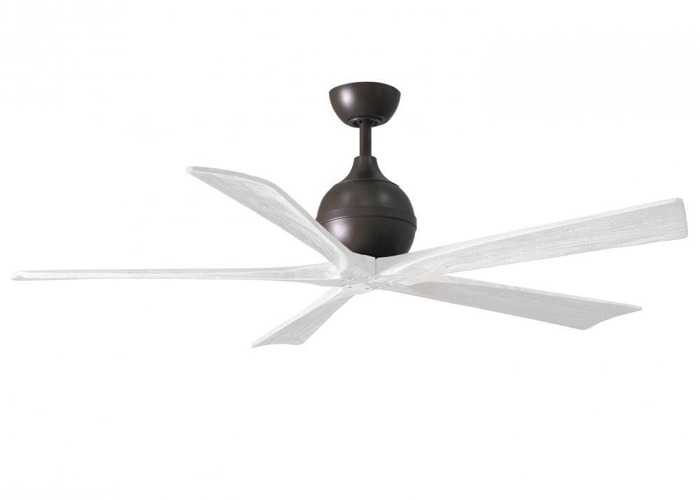 Irene-5 five-blade paddle fan in Textured Bronze finish with 60" solid matte white wood blades