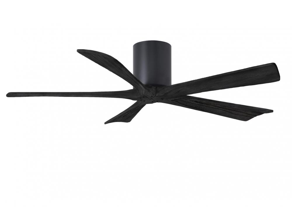 Irene-5H five-blade flush mount paddle fan in Matte Black finish with 52” solid matte black wood