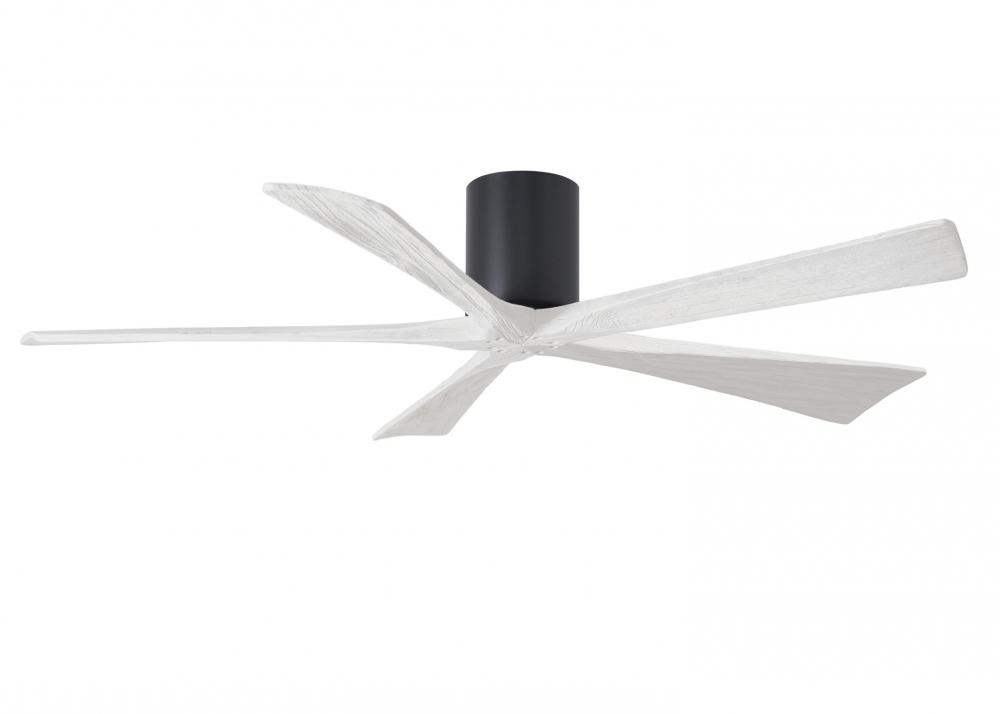 Irene-5H five-blade flush mount paddle fan in Matte Black finish with 60” solid matte white wood