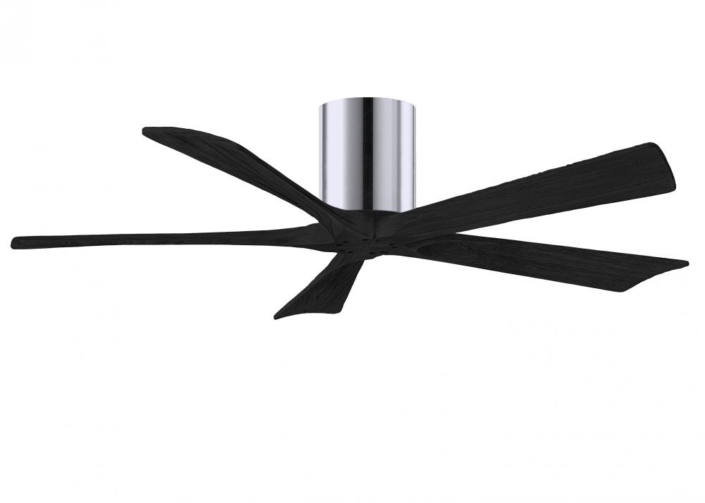 Irene-5H three-blade flush mount paddle fan in Polished Chrome finish with 52” Light Maple tone