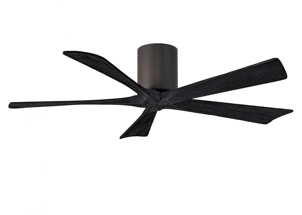 Irene-5H five-blade flush mount paddle fan in Textured Bronze finish with 52” solid matte black