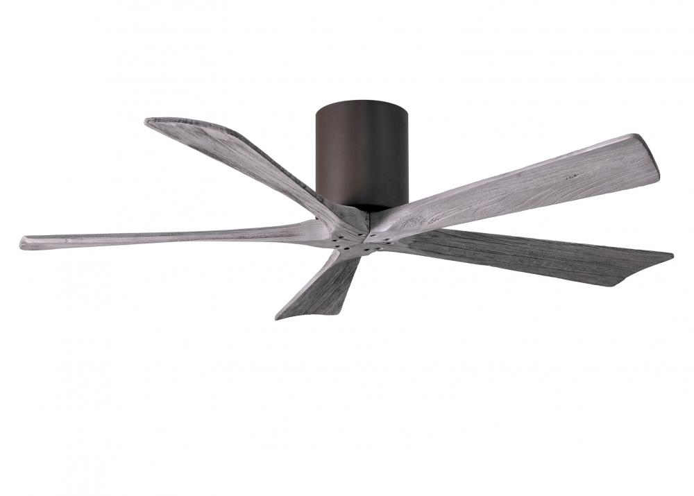 Irene-5H five-blade flush mount paddle fan in Textured Bronze finish with 52” solid barn wood to
