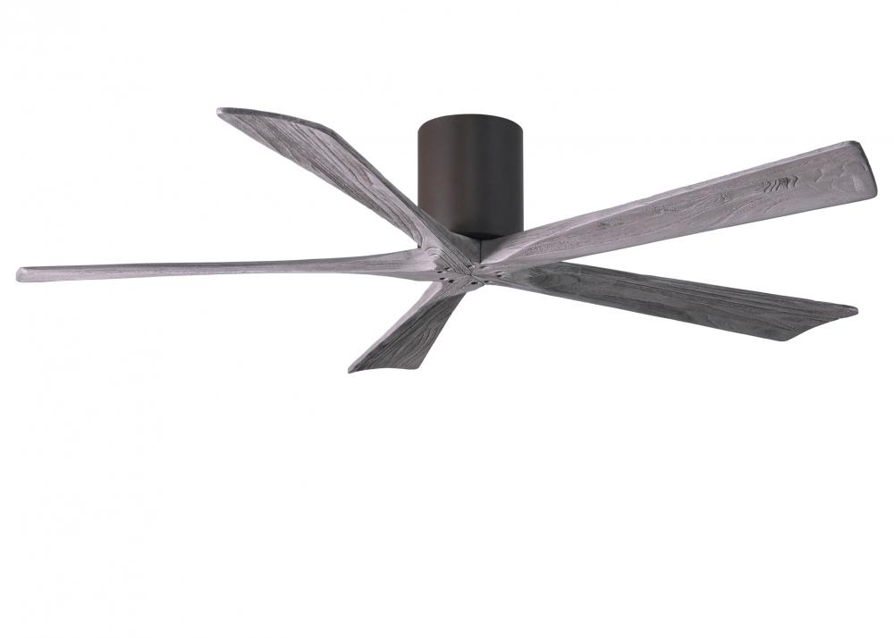 Irene-5H five-blade flush mount paddle fan in Textured Bronze finish with 60” solid barn wood to
