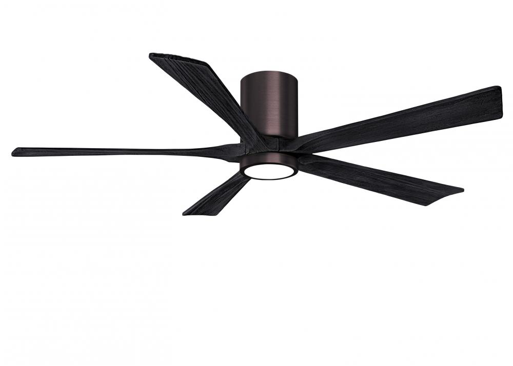 IR5HLK five-blade flush mount paddle fan in Brushed Bronze finish with 60” solid matte black woo