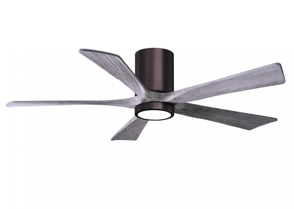IR5HLK five-blade flush mount paddle fan in Brushed Bronze finish with 52” solid barn wood tone