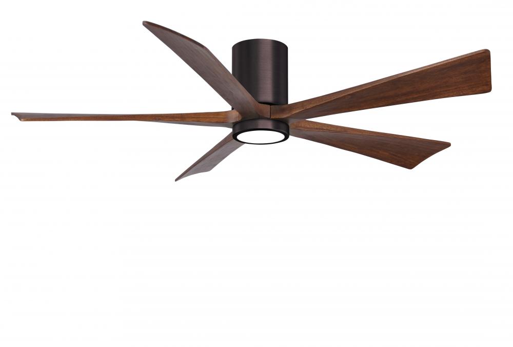 IR5HLK five-blade flush mount paddle fan in Brushed Bronze finish with 60” solid walnut tone bla