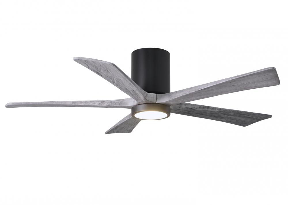 IR5HLK five-blade flush mount paddle fan in Light Maple finish with 52” Matte Black blades and i