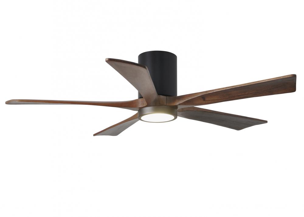 IR5HLK five-blade flush mount paddle fan in Matte Black finish with 52” solid walnut tone blades