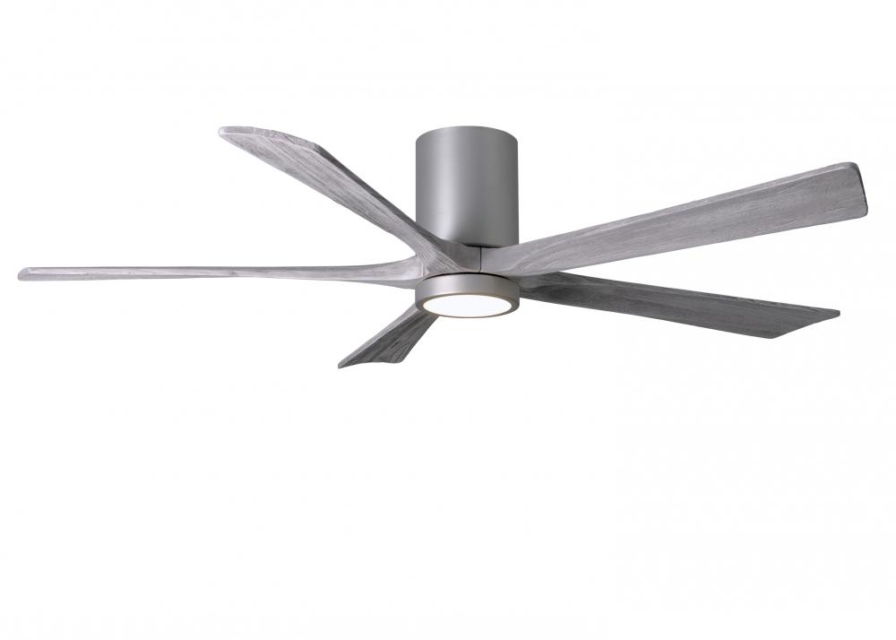 IR5HLK five-blade flush mount paddle fan in Brushed Nickel finish with 60” solid barn wood tone