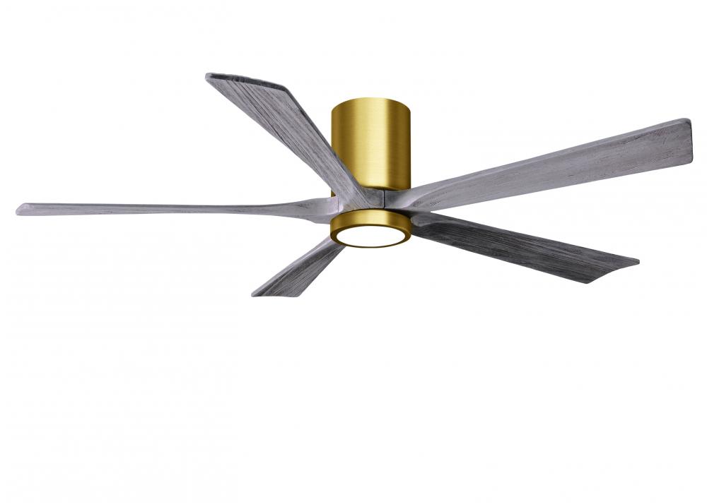 IR5HLK five-blade flush mount paddle fan in Brushed Brass finish with 60” solid walnut tone blad