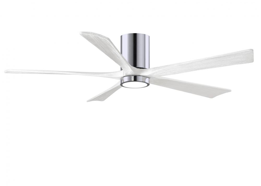 IR5HLK five-blade flush mount paddle fan in Polished Chrome finish with 60” solid matte white wo