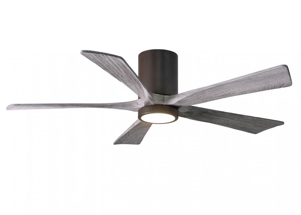 IR5HLK five-blade flush mount paddle fan in Textured Bronze finish with 52” solid barn wood tone