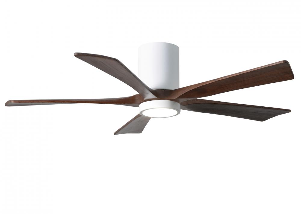 IR5HLK five-blade flush mount paddle fan in Gloss White finish with 52” solid barn wood tone bla