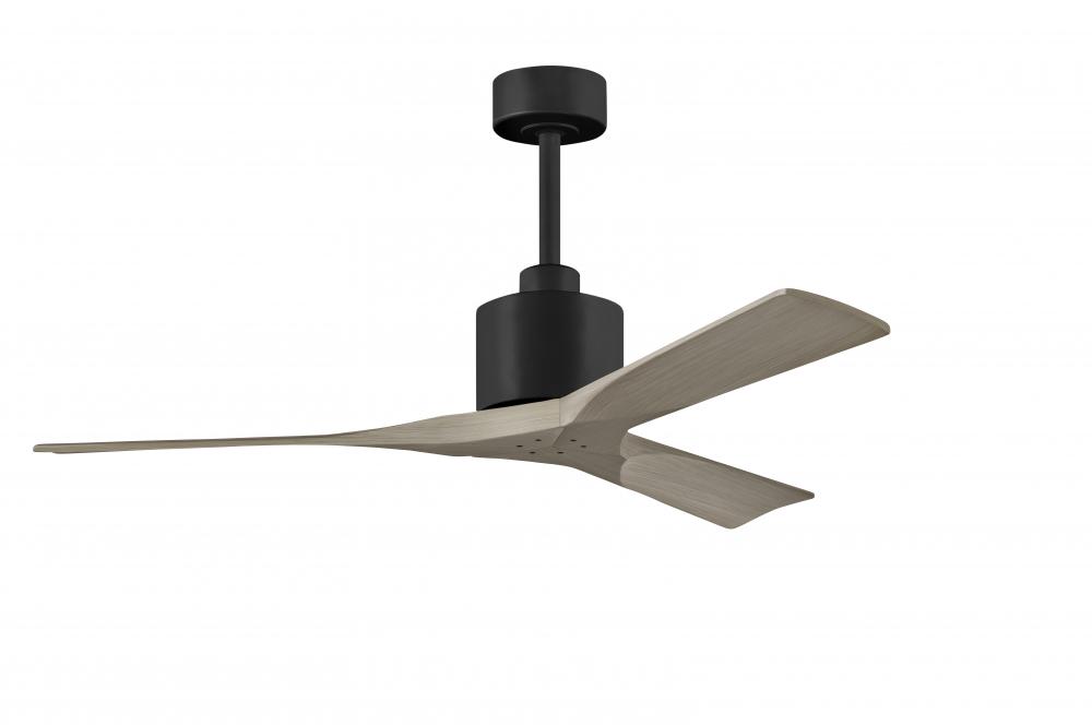 Nan 6-speed ceiling fan in Matte Black finish with 52” solid gray ash tone wood blades