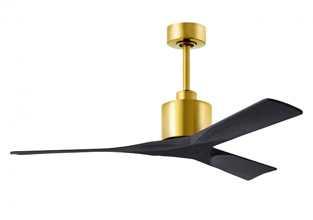 Nan 6-speed ceiling fan in Brushed Brass finish with 52” solid matte black wood blades