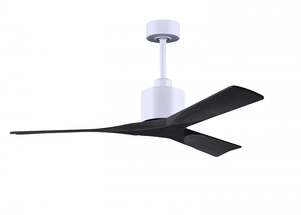 Nan 6-speed ceiling fan in Matte White finish with 52” solid matte black wood blades