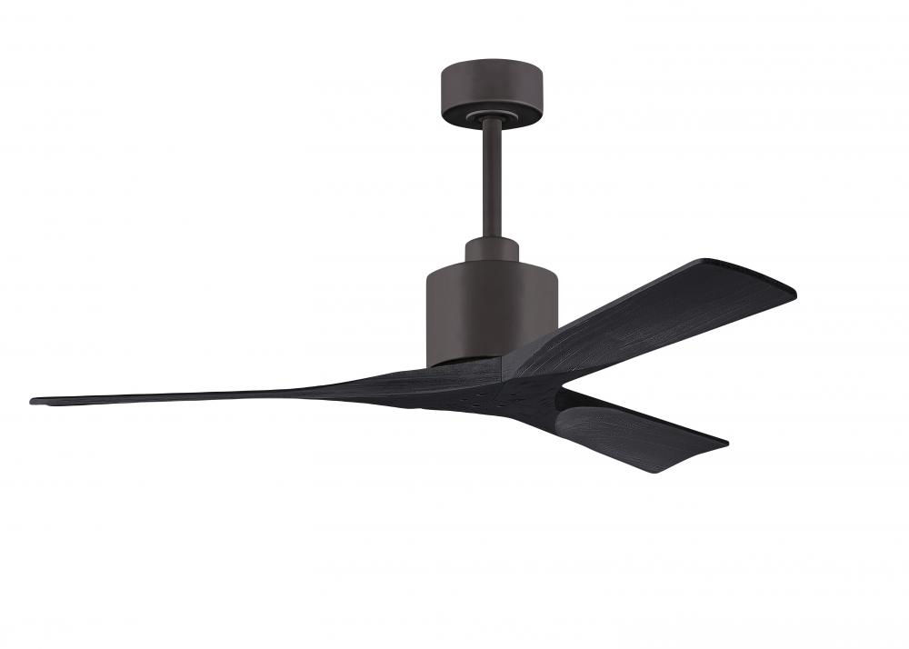 Nan 6-speed ceiling fan in Textured Bronze finish with 52” solid matte black wood blades