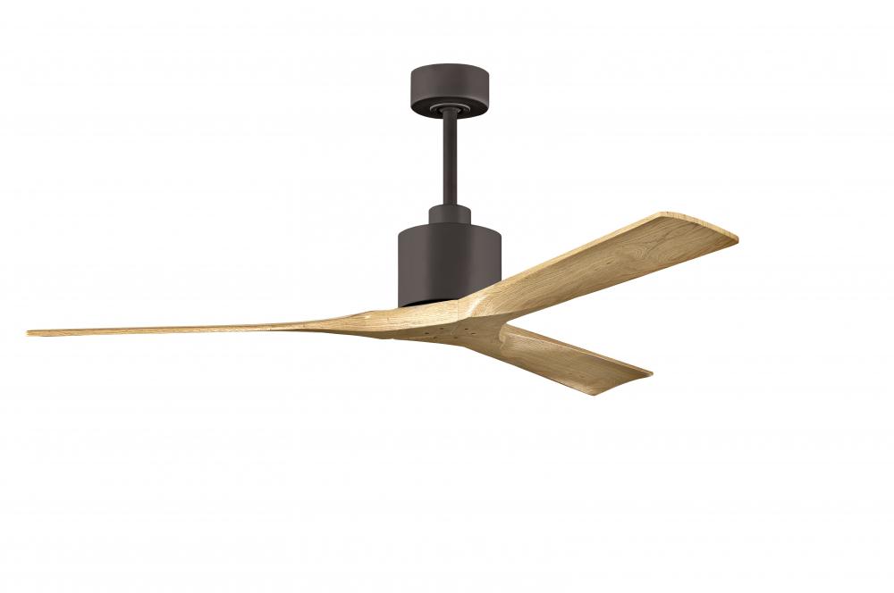 Nan 6-speed ceiling fan in Textured Bronze finish with 60” solid light maple tone wood blades