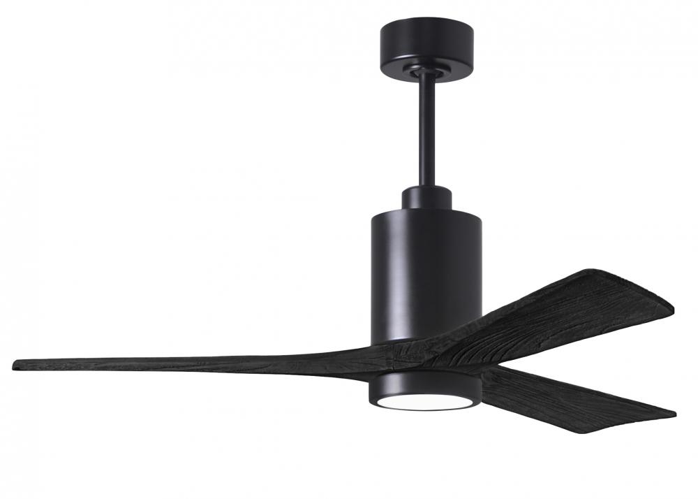 Patricia-3 three-blade ceiling fan in Matte Black finish with 52” solid matte black wood blades