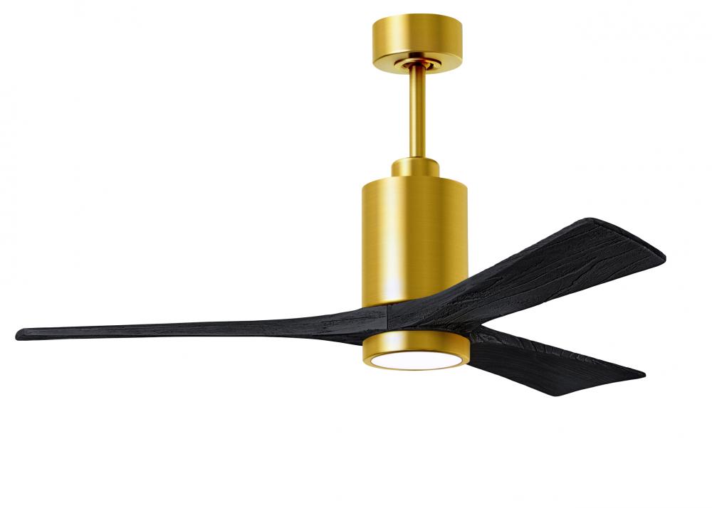 Patricia-3 three-blade ceiling fan in Brushed Brass finish with 52” solid matte black wood blade