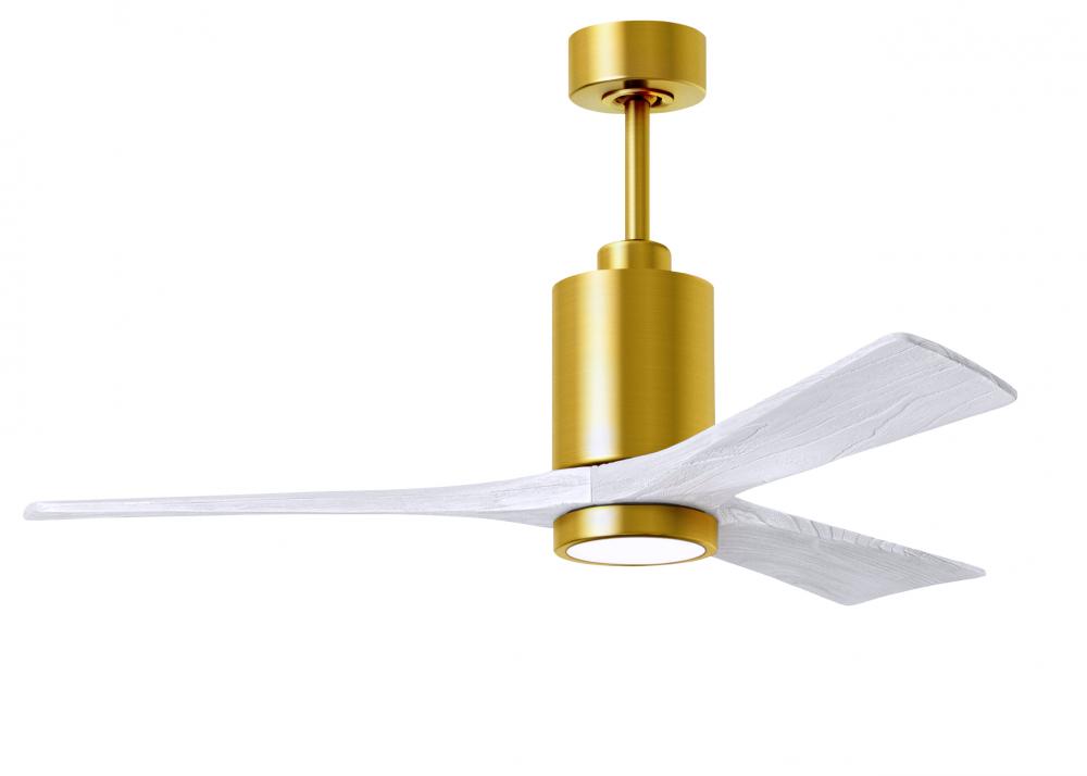 Patricia-3 three-blade ceiling fan in Brushed Brass finish with 52” solid matte white wood blade