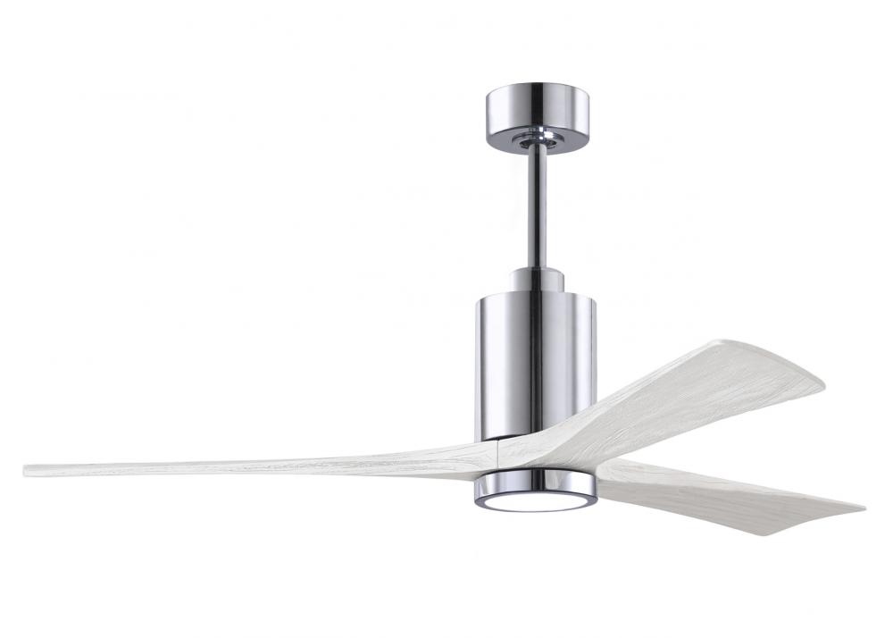 Patricia-3 three-blade ceiling fan in Polished Chrome finish with 60” solid matte white wood bla