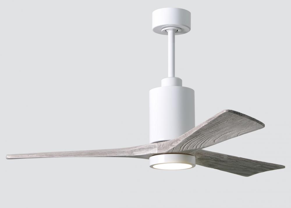 Patricia-3 three-blade ceiling fan in Gloss White finish with 52” solid barn wood tone blades an