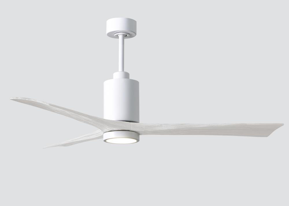 Patricia-3 three-blade ceiling fan in Gloss White finish with 60” solid matte white wood blades