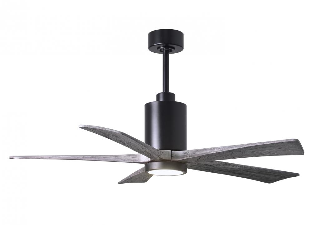 Patricia-5 five-blade ceiling fan in Matte Black finish with 52” solid barn wood tone blades and