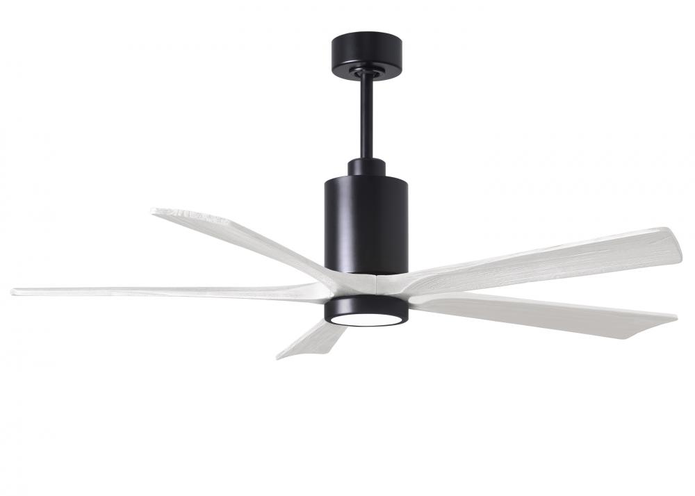 Patricia-5 five-blade ceiling fan in Matte Black finish with 60” solid matte white wood blades a