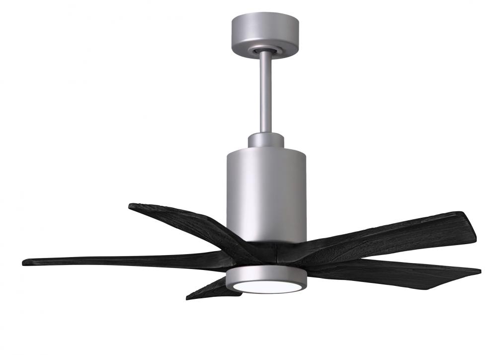 Patricia-5 five-blade ceiling fan in Brushed Nickel finish with 42” solid matte black wood blade