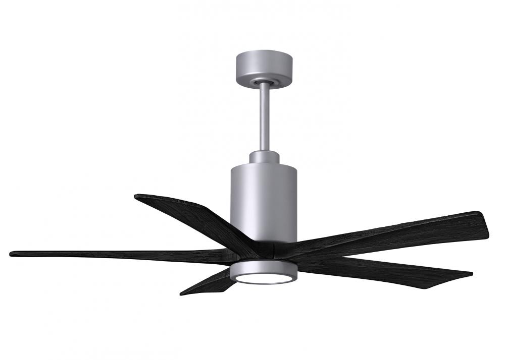 Patricia-5 five-blade ceiling fan in Brushed Nickel finish with 52” solid matte black wood blade