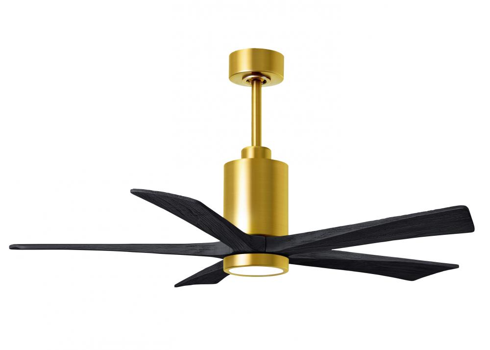 Patricia-5 five-blade ceiling fan in Brushed Brass finish with 52” solid matte black wood blades