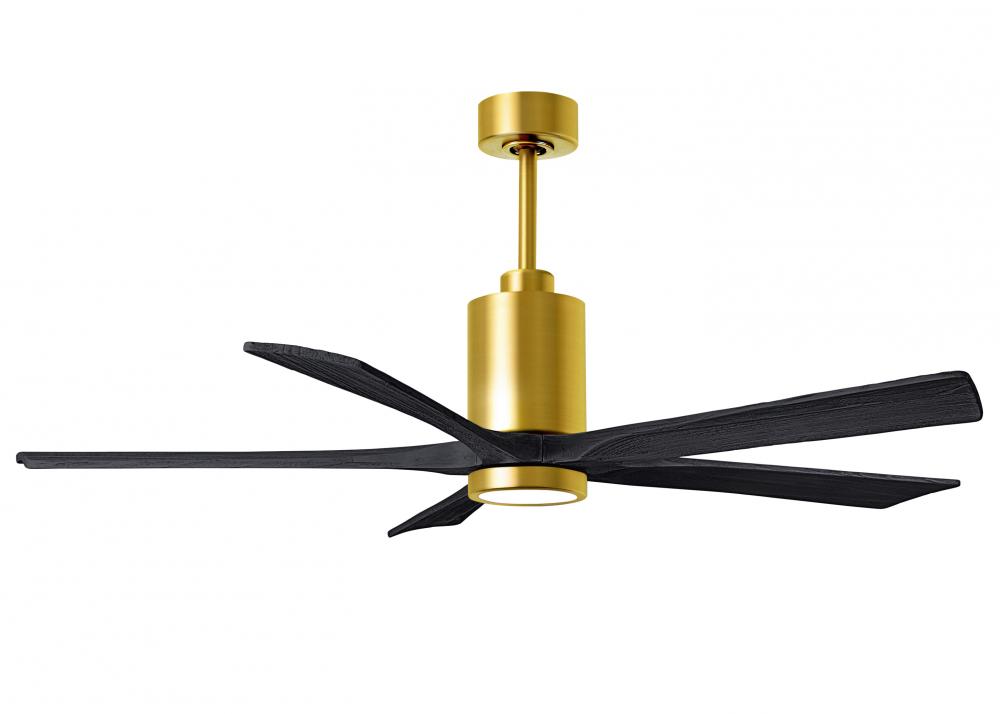 Patricia-5 five-blade ceiling fan in Brushed Brass finish with 60” solid matte black wood blades