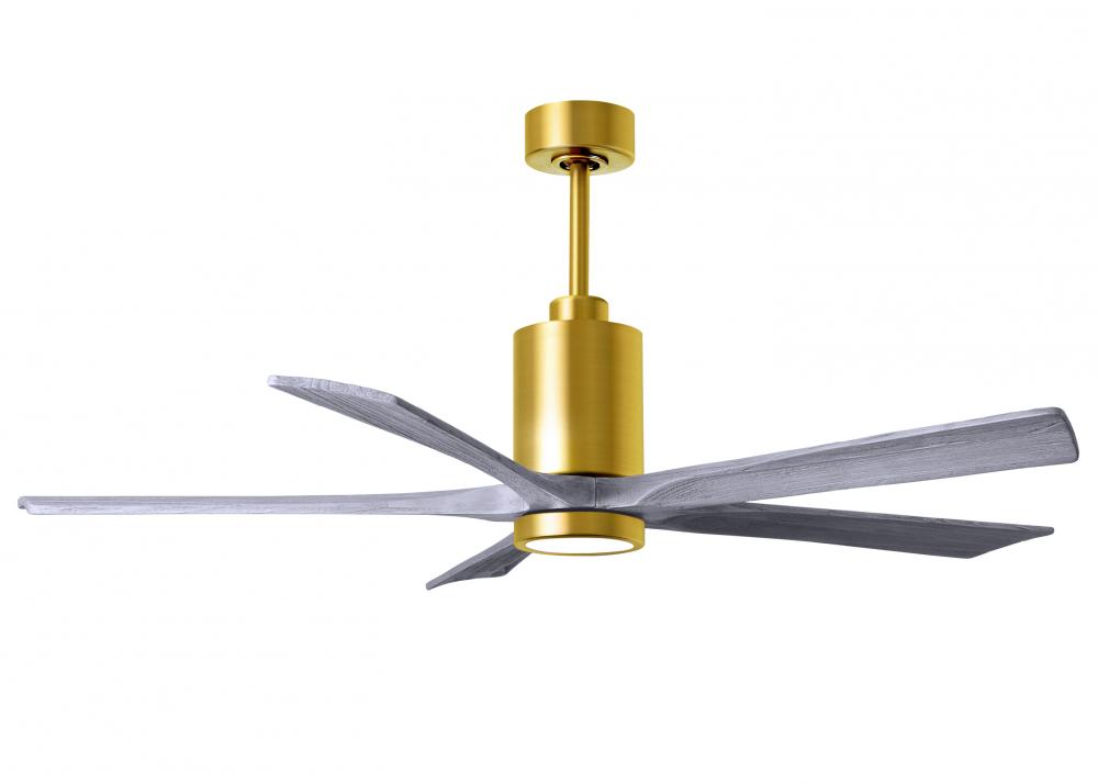 Patricia-5 five-blade ceiling fan in Brushed Brass finish with 60” solid barn wood tone blades a