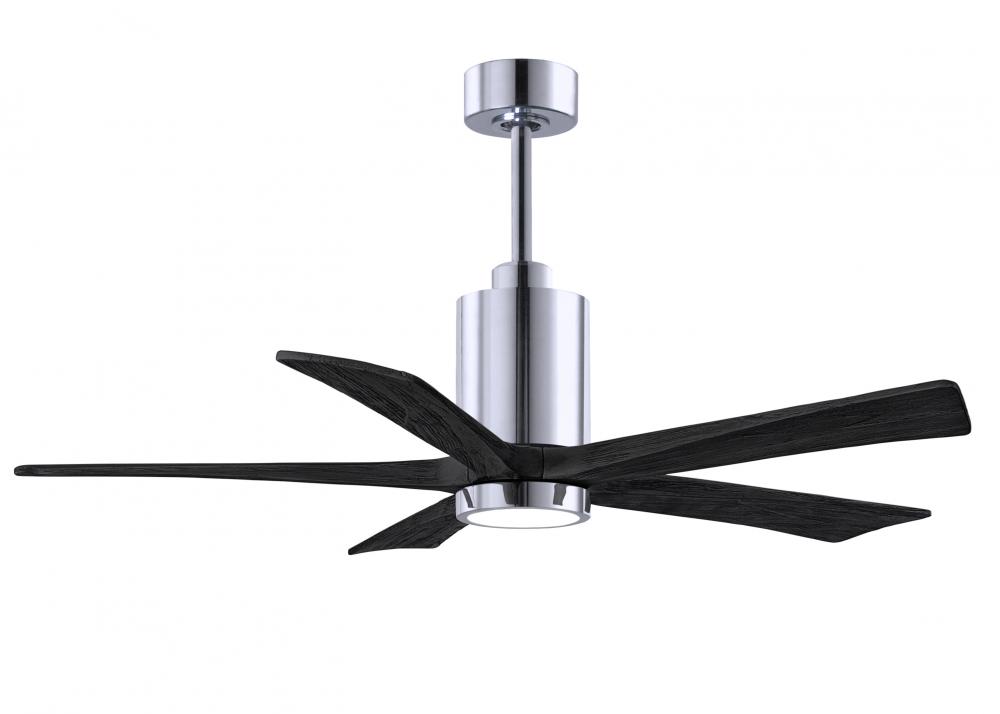 Patricia-5 five-blade ceiling fan in Polished Chrome finish with 52” solid matte black wood blad